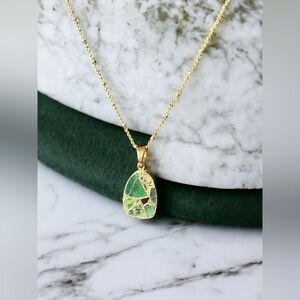 Copper Emerald Gold Necklace